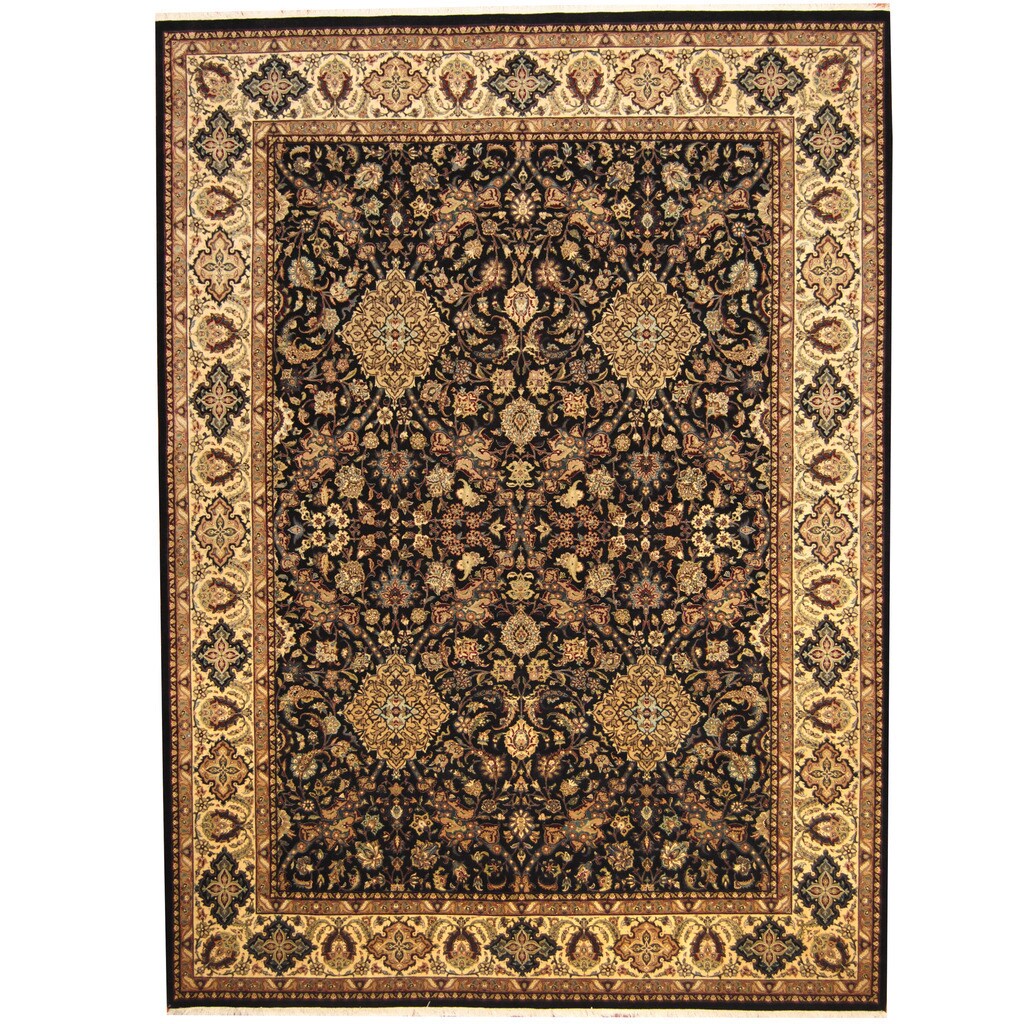 Handmade Herat Oriental Pakistani Kashan Wool Silk Rug Pakistan 89 X 12