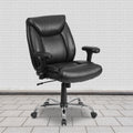 Hercules Series Big And Tall 400 Pound Capacity Black Leather Task Chair With Height Adjustable Arms
