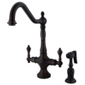 Heritage 2 Handle Kitchen Faucet With Brass Sprayer