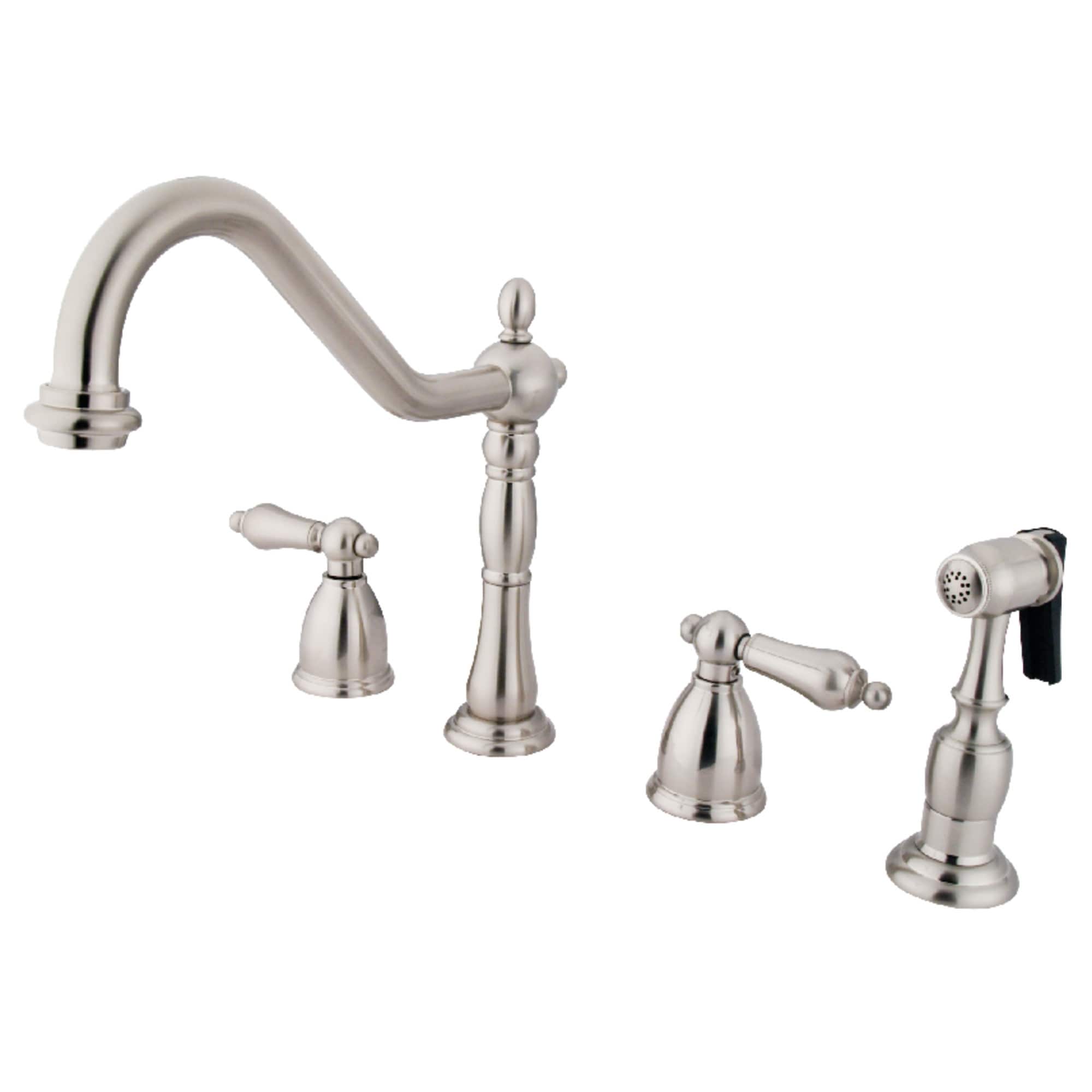Heritage 8 Inch Widespread Kitchen Faucet With Brass Sprayer