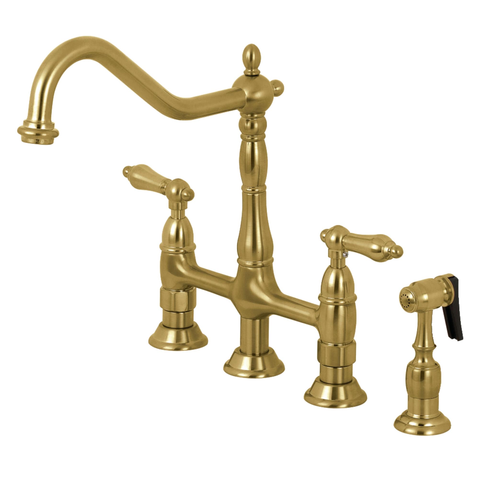 Heritage Bridge Kitchen Faucet With Brass Sprayer