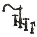 Heritage Bridge Kitchen Faucet With Brass Sprayer