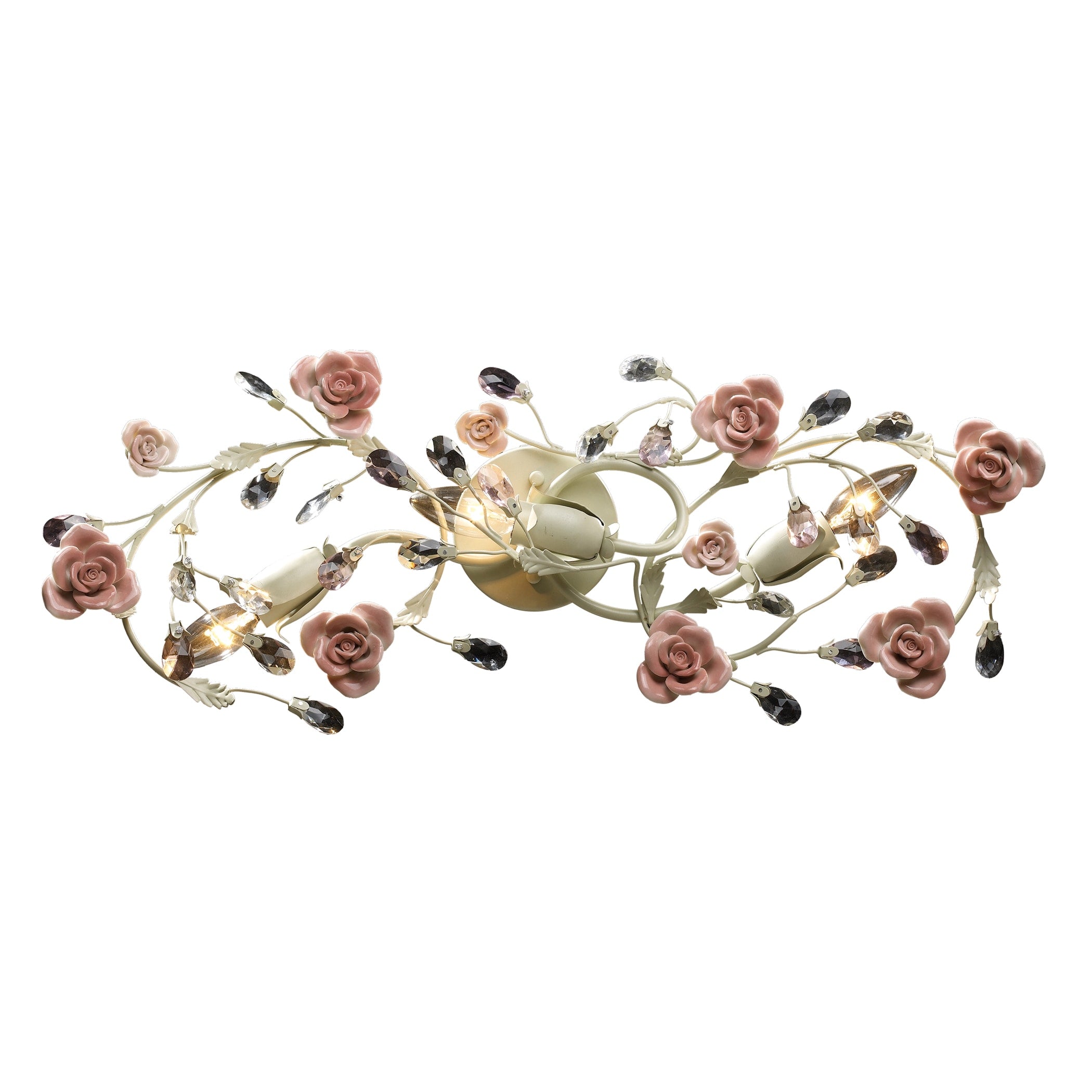 Cream And Porcelain Roses Heritage Collection 3 Light Vanity