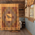 Heritage Farms Red Primitive Bath Crow Embroidered Shower Curtain