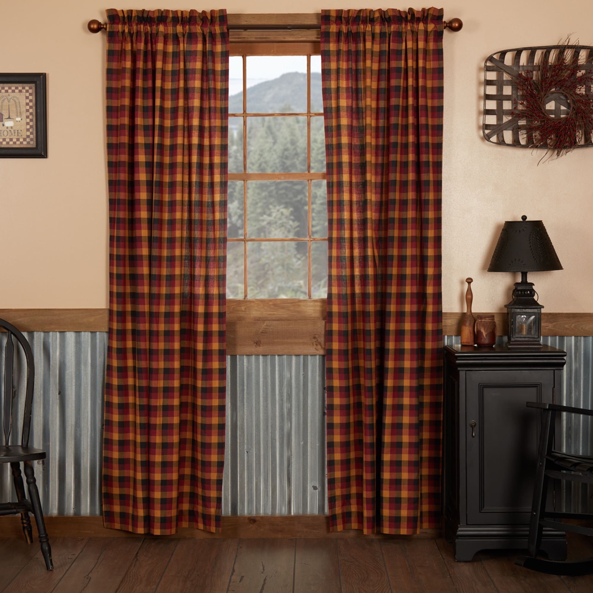 Primitive Check Lined Panel Set 84 X 40