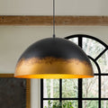 Heritage Rustic Melty Lava Oversized Metal Dome Pendant Light 23.6 Inches