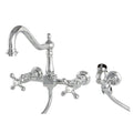 Heritage Two Handle Wall Mount Bridge Kitchen Faucet With Brass Sprayer