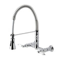 Heritage Two Handle Wall Mount Pull Down Sprayer Kitchen Faucet
