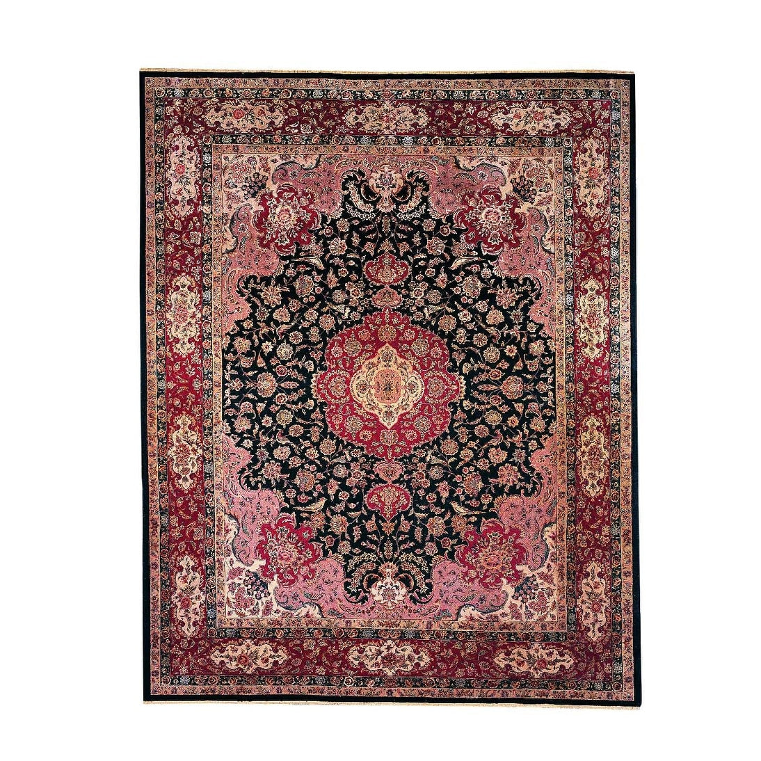 Heritage Power Loom Polyester Acrylic Black Red Area Rug 12 X 15