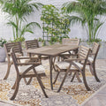 Hermosa Outdoor Acacia Wood 7 Piece Rectangle Dining Set With Cushions By Christopher Knight Home
