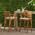 Hermosa Outdoor Acacia Wood Barstool With Cushion Set Of 2 By Christopher Knight Home