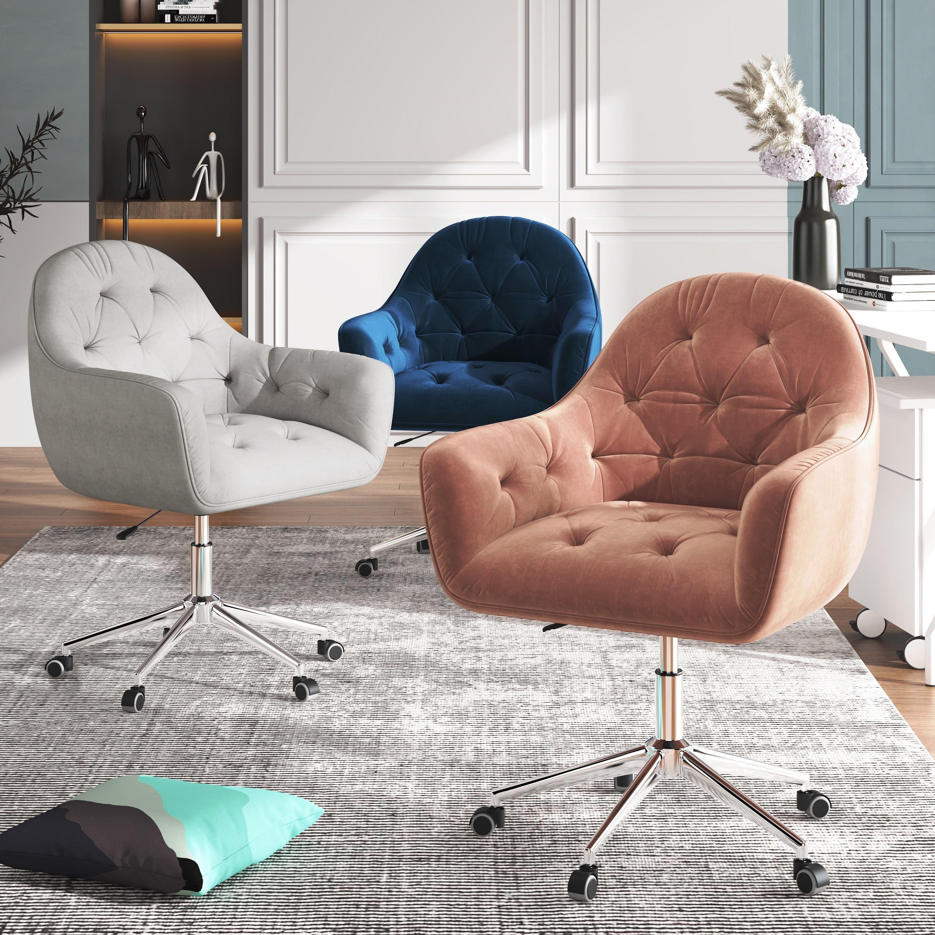 Hernals 32 36 Inch Velvet Contemporary Tufted Adjustable Home Office Chair By Corvus