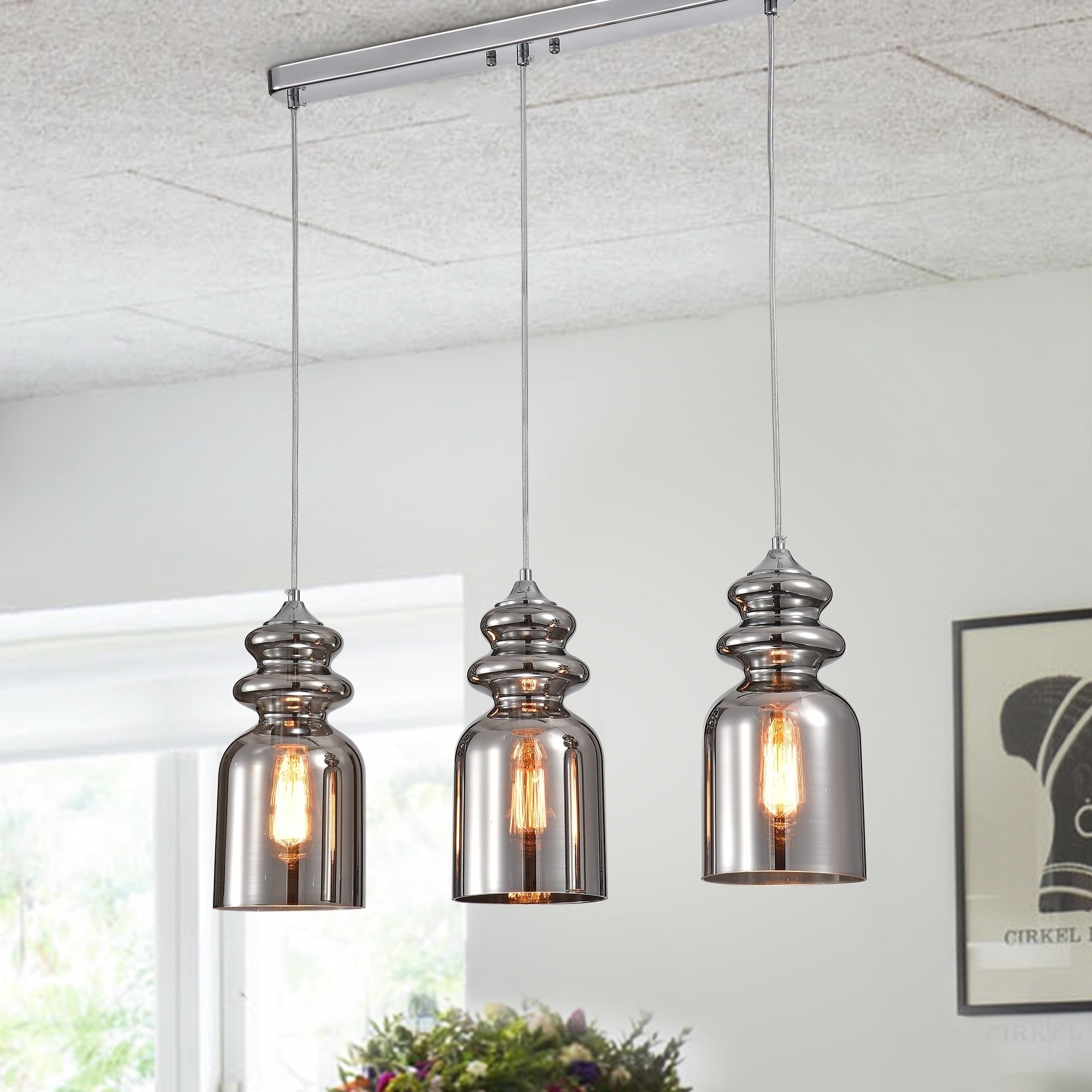 Herodion Chrome 3 Light Pendant With Clear Shade
