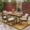 Heron Outdoor 6 Seater Rectangular Acacia Wood And Wicker Dining Set By Christopher Knight Home