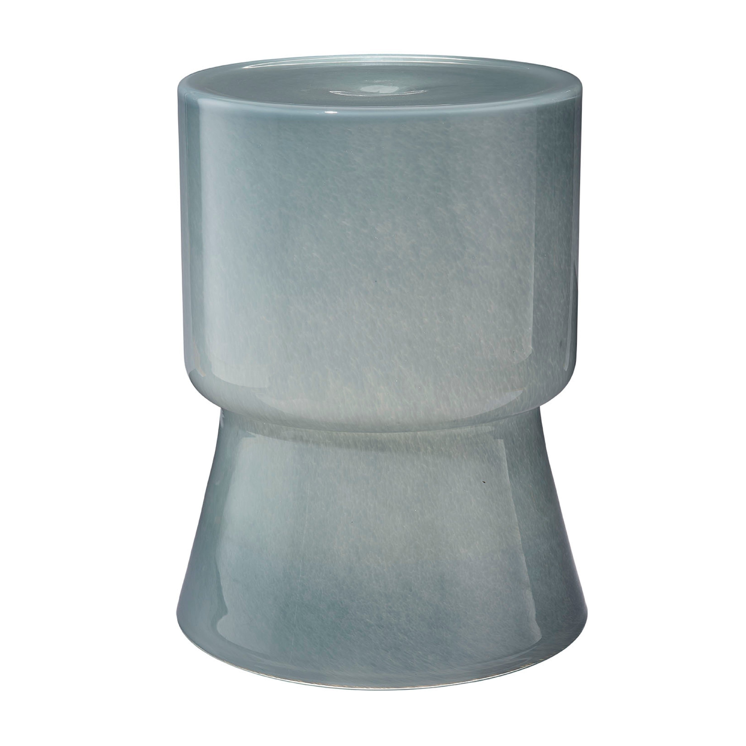 Hery Garden Side Table Stool Hourglass Glossy Blue Soda Lime Glass