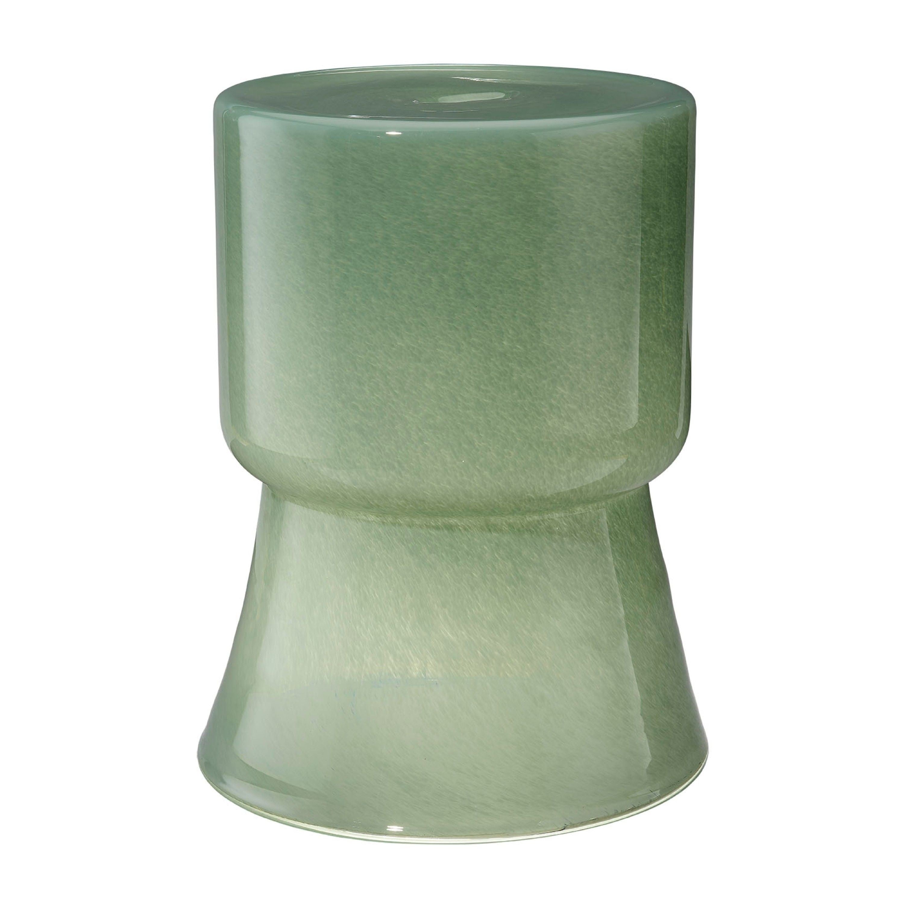 Hery Garden Side Table Stool Hourglass Glossy Green Soda Lime Glass