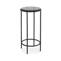 Hex Accent Table 12 Inch Round Recycled Glass Top Black Iron Frame