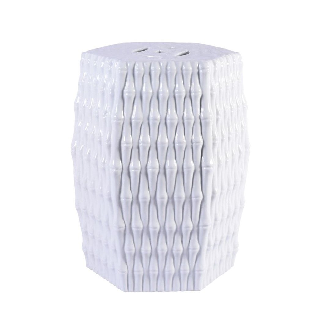 Hex Bamboo Carving Garden Stool