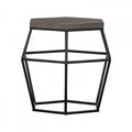 Hexagonal Concrete End Table With Metal Base Gray And Black