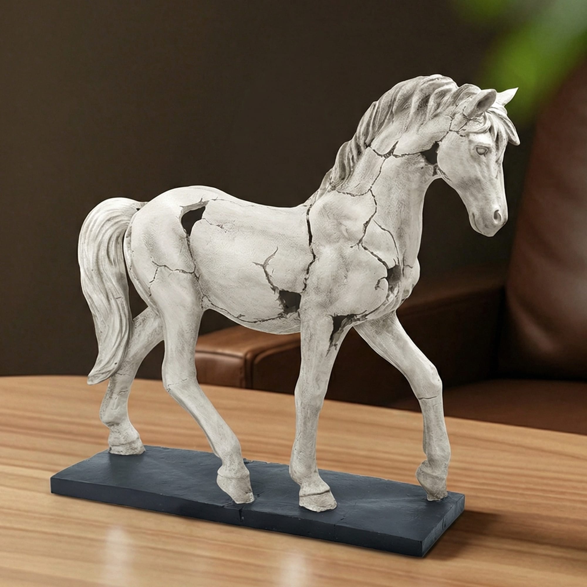 Hi Line Cracked Finish Horse Sculpture