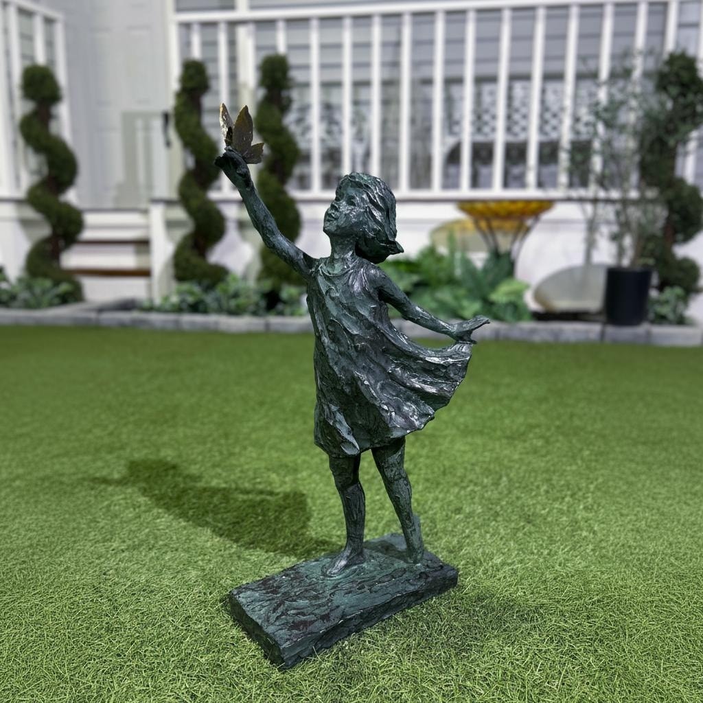 Hi Line Girl With Butterfly Sculpture