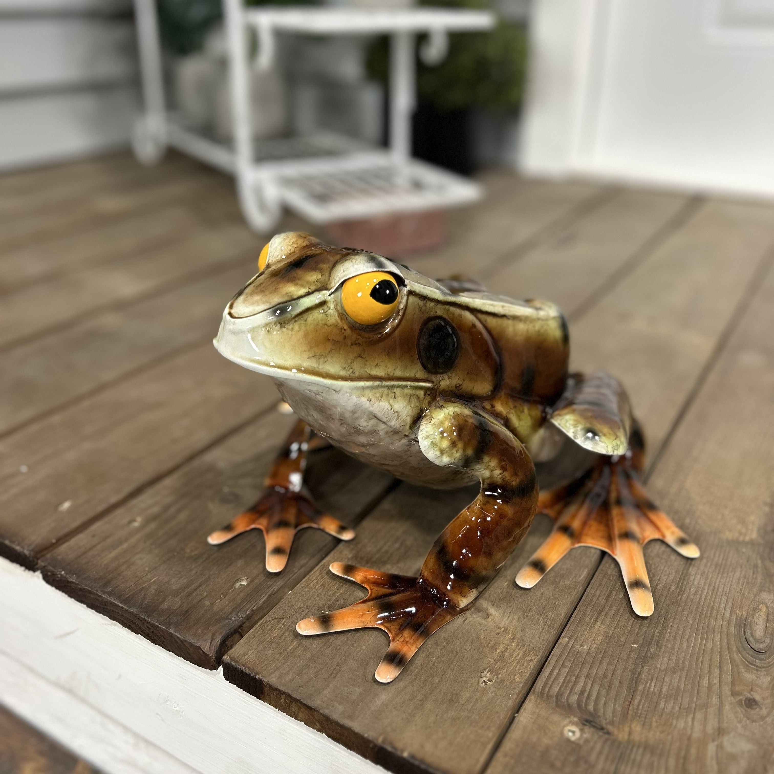 Hi Line Metal Brown American Bullfrog Statue