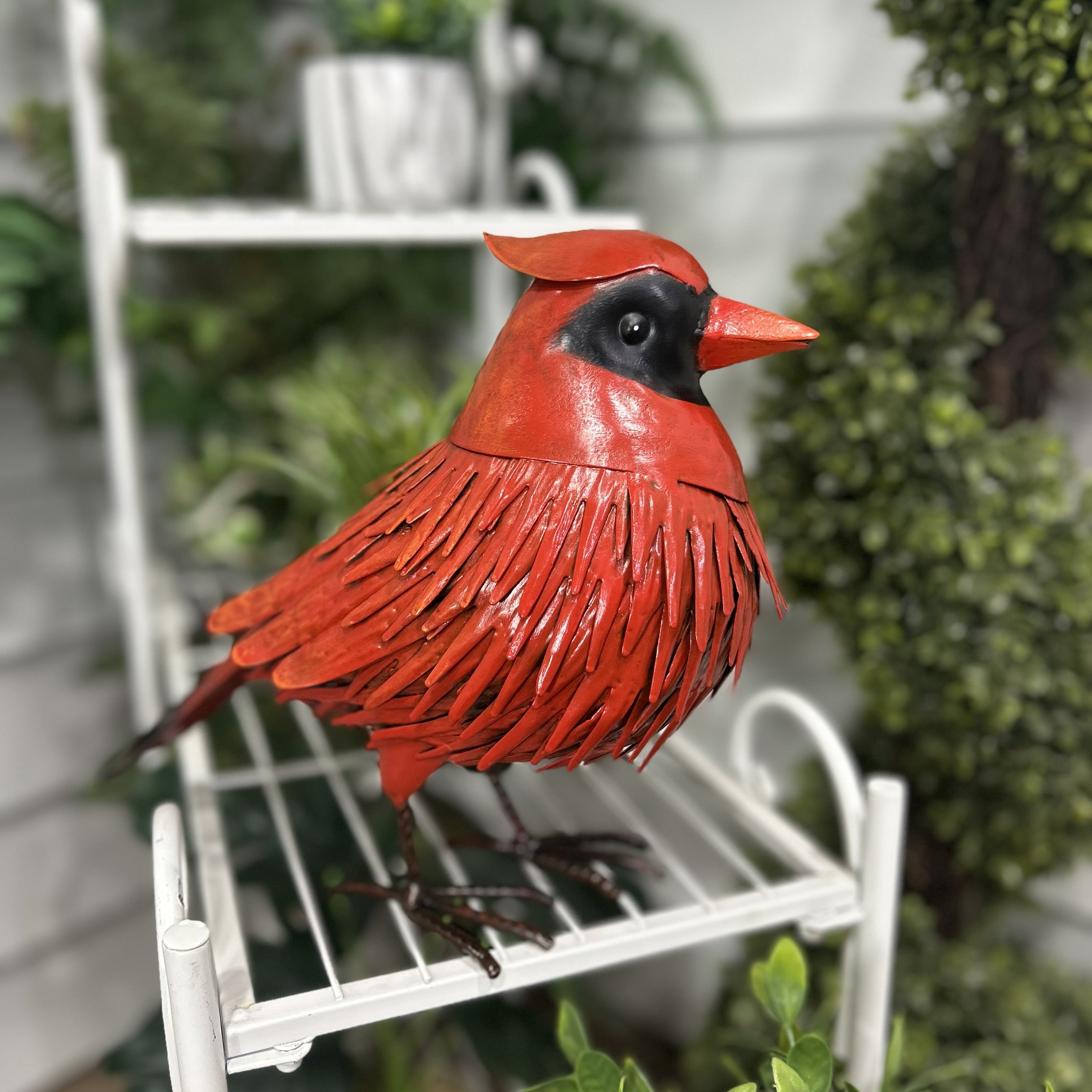 Hi Line Metal Cardinal Statue