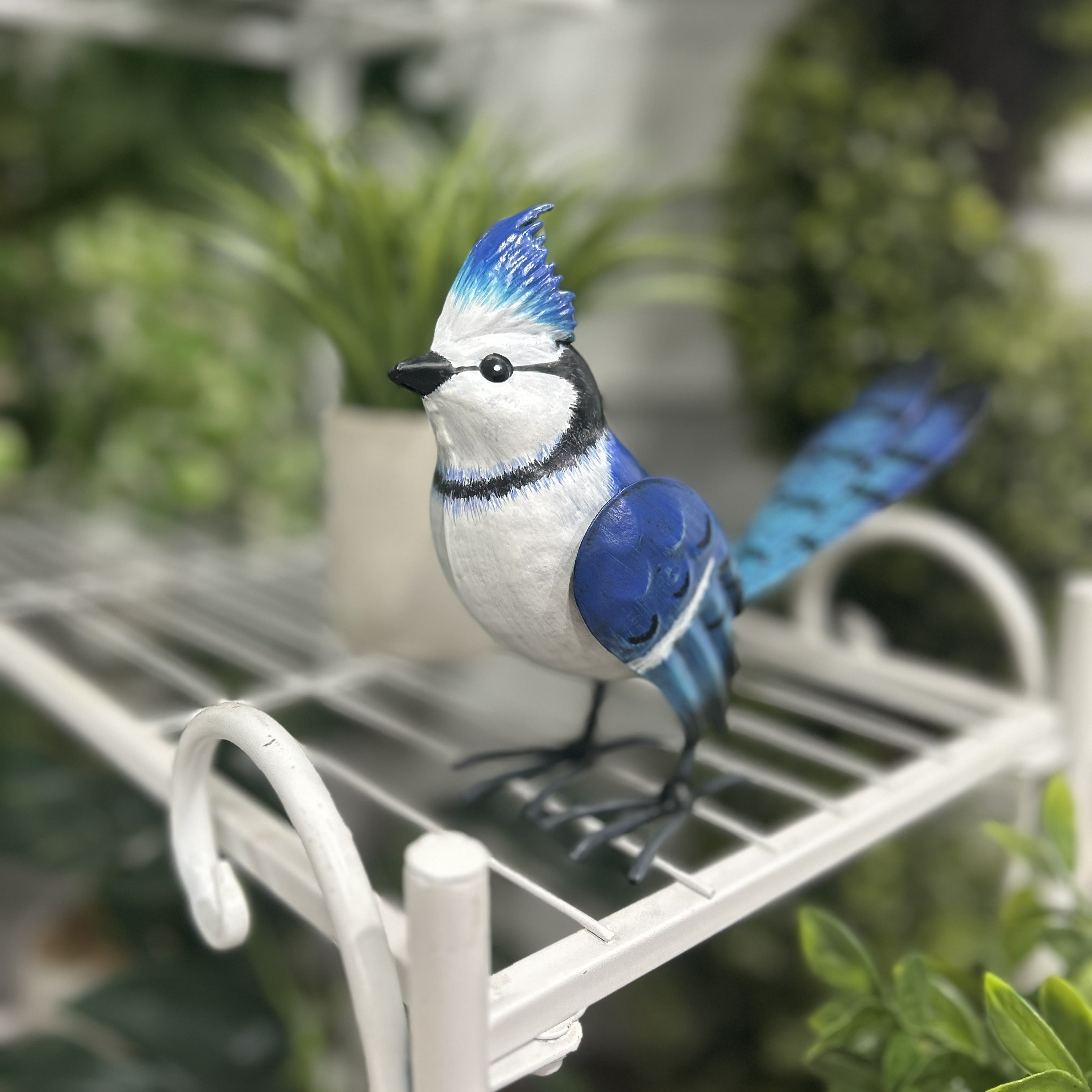 Hi Line Metal Miniature Blue Jay Statue