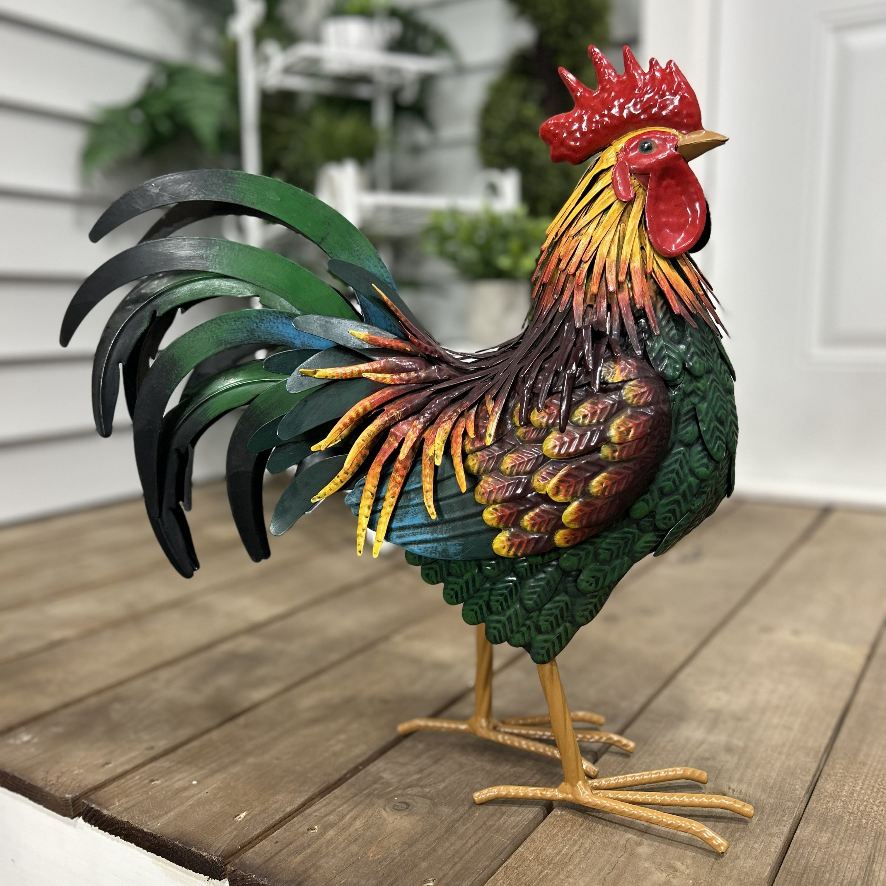 Hi Line Metal Rooster Statue