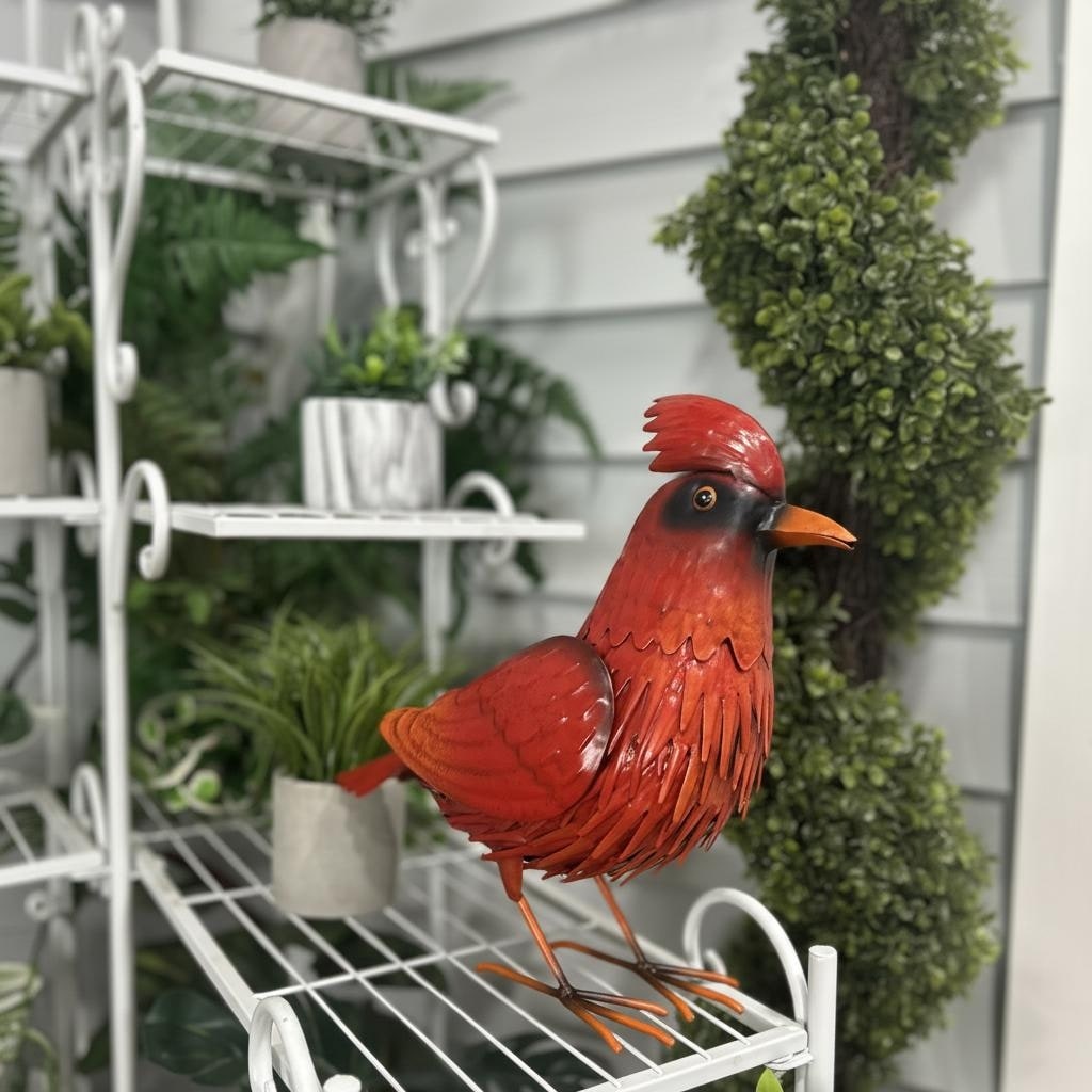 Hi Line Metal Tall Cardinal Statue