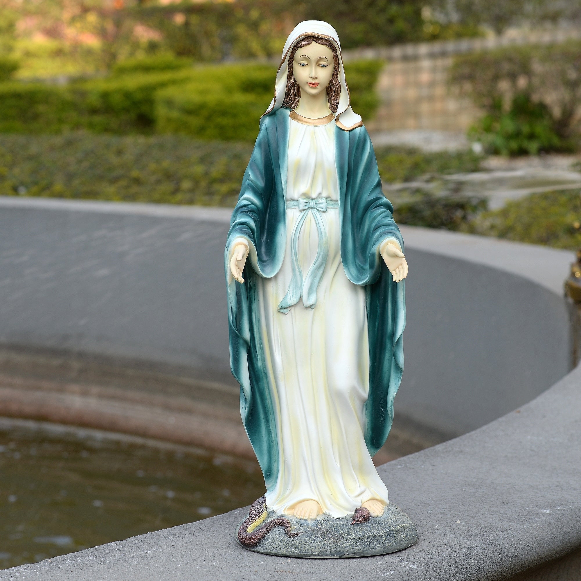 Hi Line Virgin Mary On Snake Statue