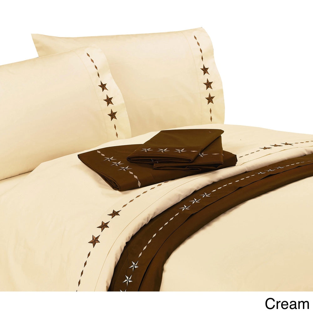 Hiend Accents 350 Thread Count Embroidered Star Sheet Set