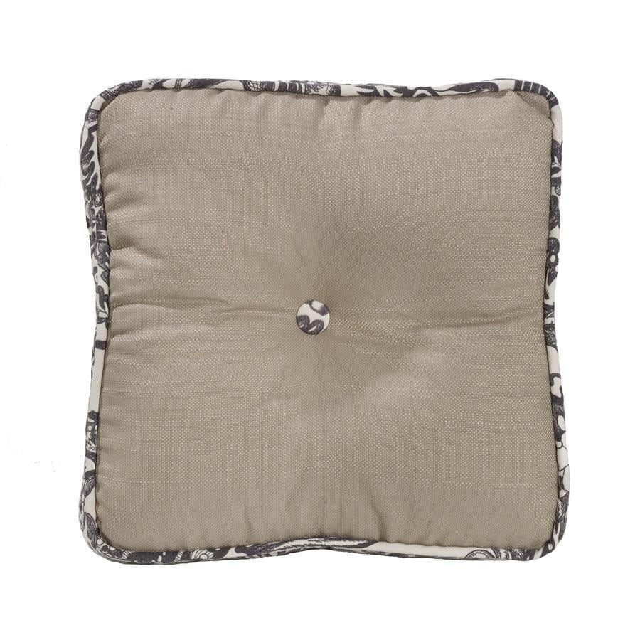 Hiend Accents 18 Inch X 18 Inch Toile Piping Buttoned Boxed Throw Pillow