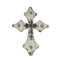 Hiend Accents Cream Wood Cross W Silver And Red Accents
