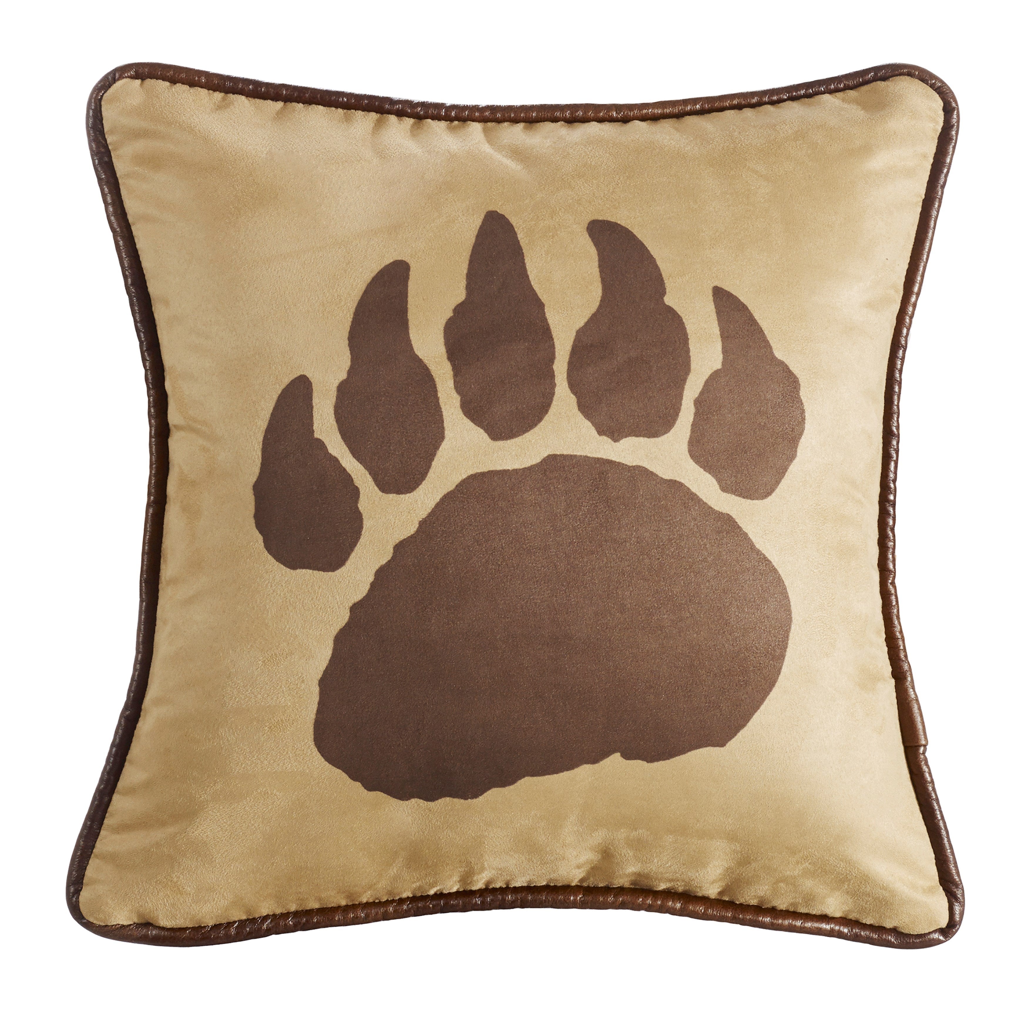 Hiend Accents Faux Suede Reverse Faux Leather 18 Inch X 18 Inch Bear Claw Throw Pillow