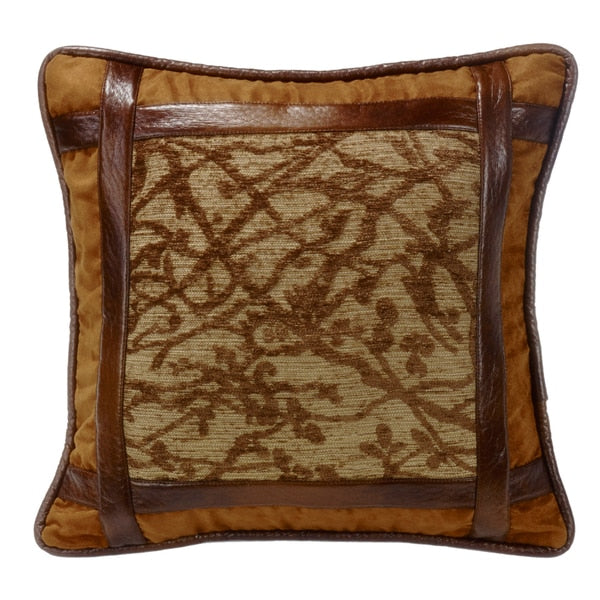Hiend Accents Framed Tree Multicolor 18 Inch X 18 Inch Throw Pillow With Faux Leather Detail