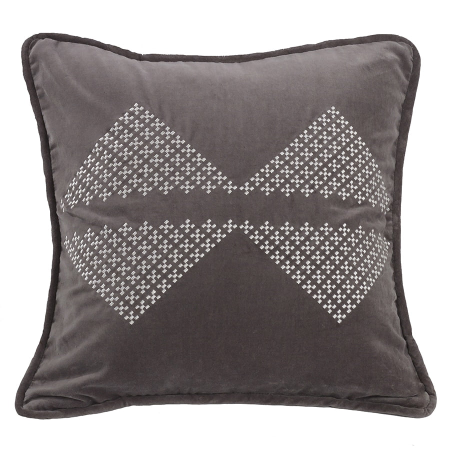 Hiend Accents Grey 18 Inch X 18 Inch Embroidered Diamond Throw Pillow