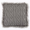 Hiend Accents Grey Faux Mongolian Fur Trim 18 Inch Nordic Cable Knit Pillow
