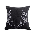 Hiend Accents Grey Chenille Decothrow Pillow With Embroidery White Antlers 18X18