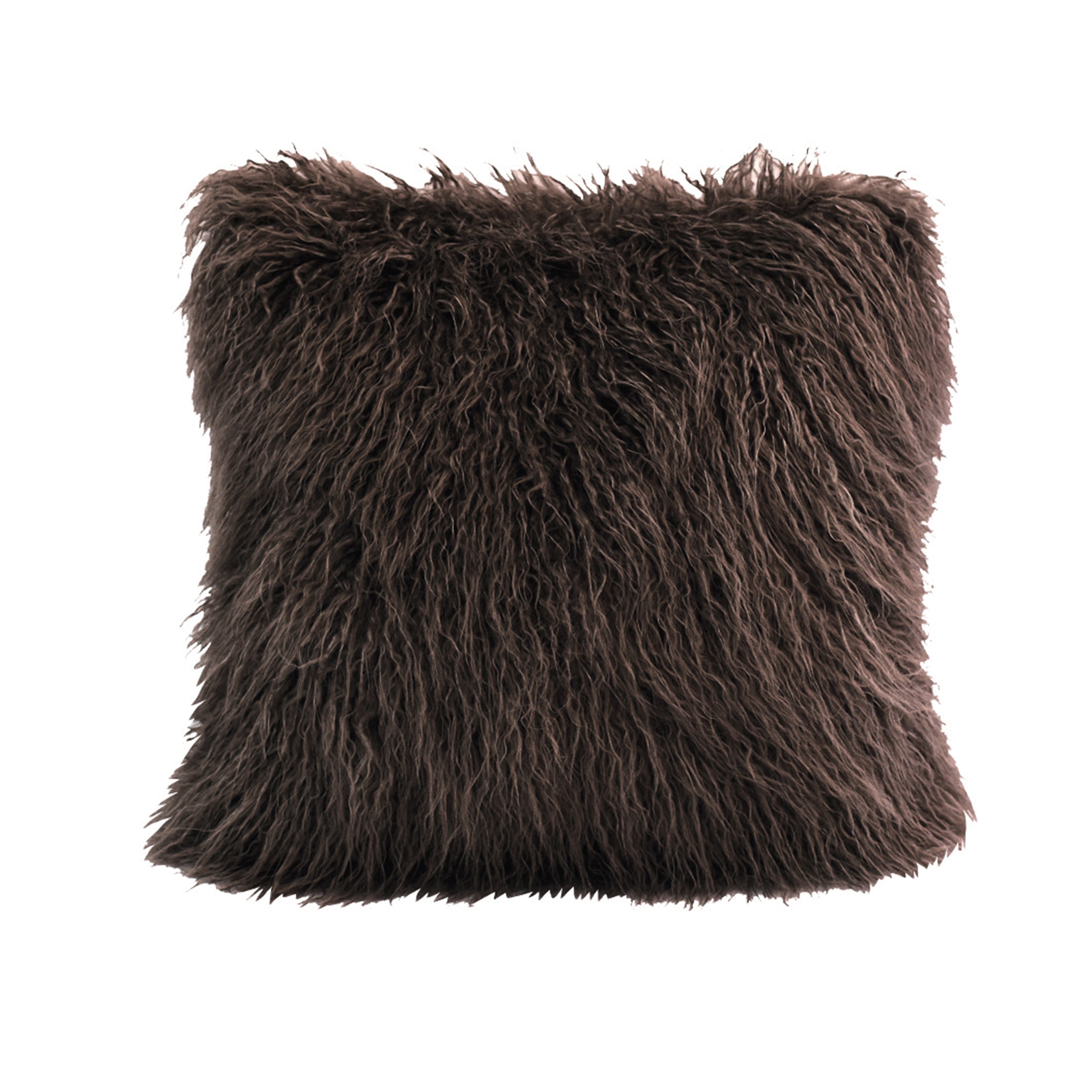Hiend Accents Mangolian Chocolate Faux Fur 18 Inch X 18 Inch Throw Pillow