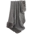 Hiend Accents Nordic Cable Knit Throw With Faux Mongolian Fur Trim 50X80 Grey