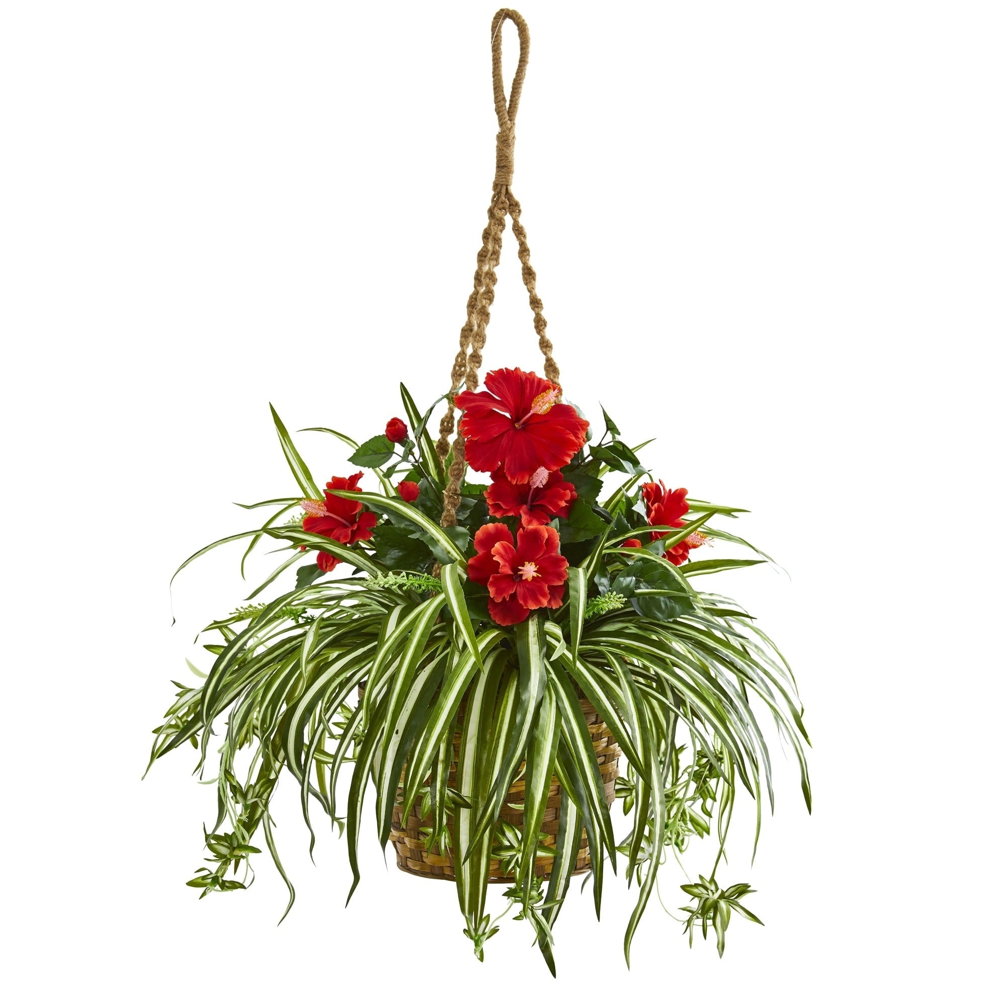 Hibiscus Spider Artificial Plant In Hanging Basket