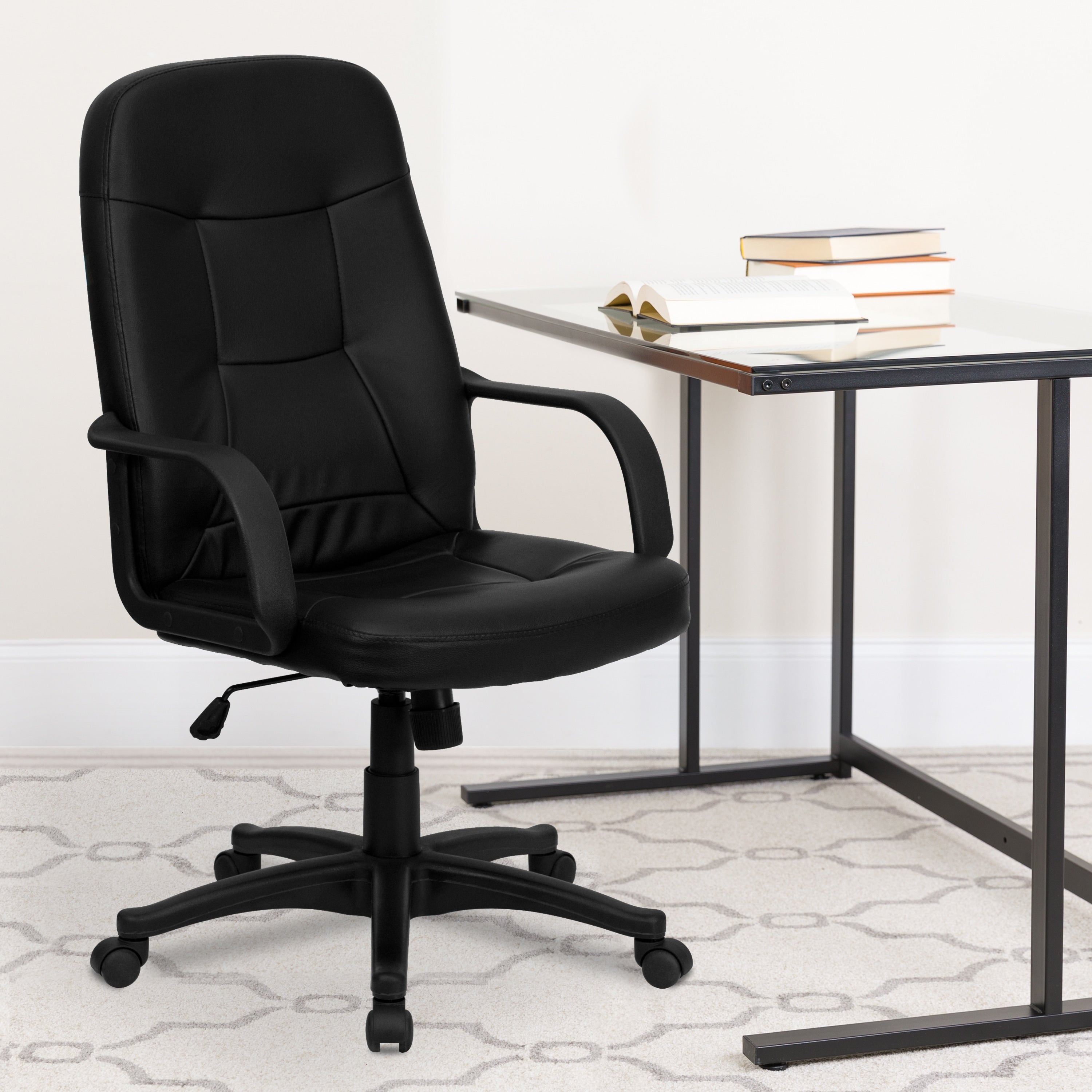 High Back Black Glove Vinyl Executive Office Chair
