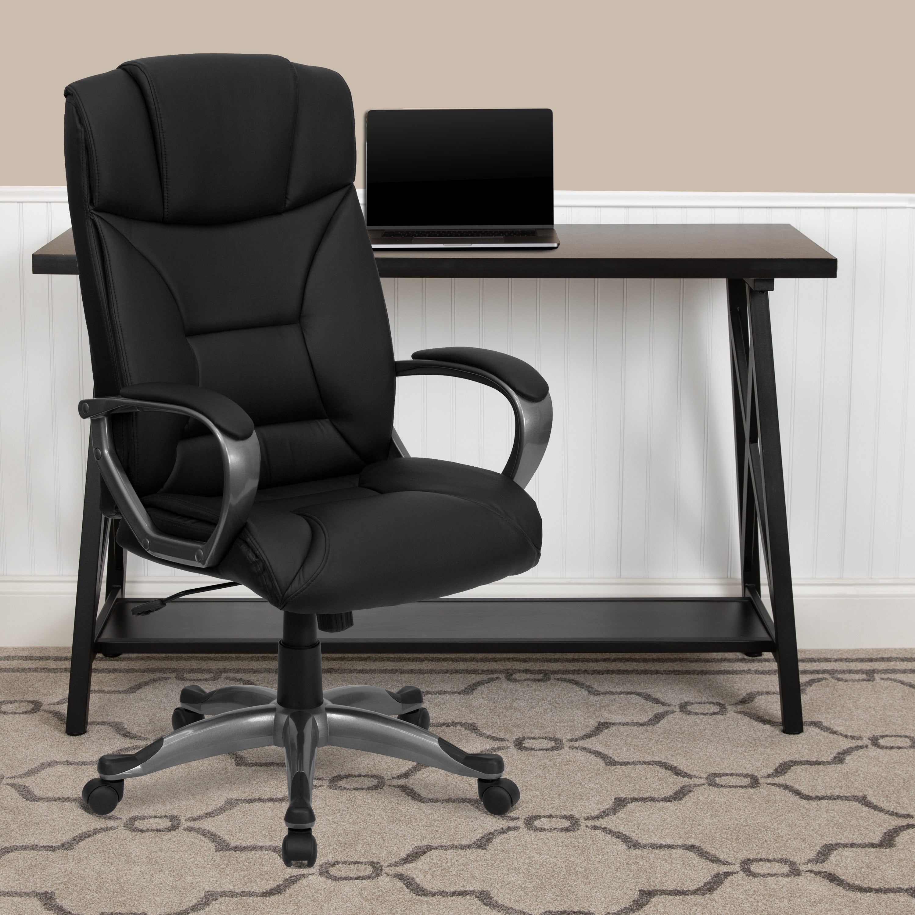 Executive High Back Black Leather Office Chair