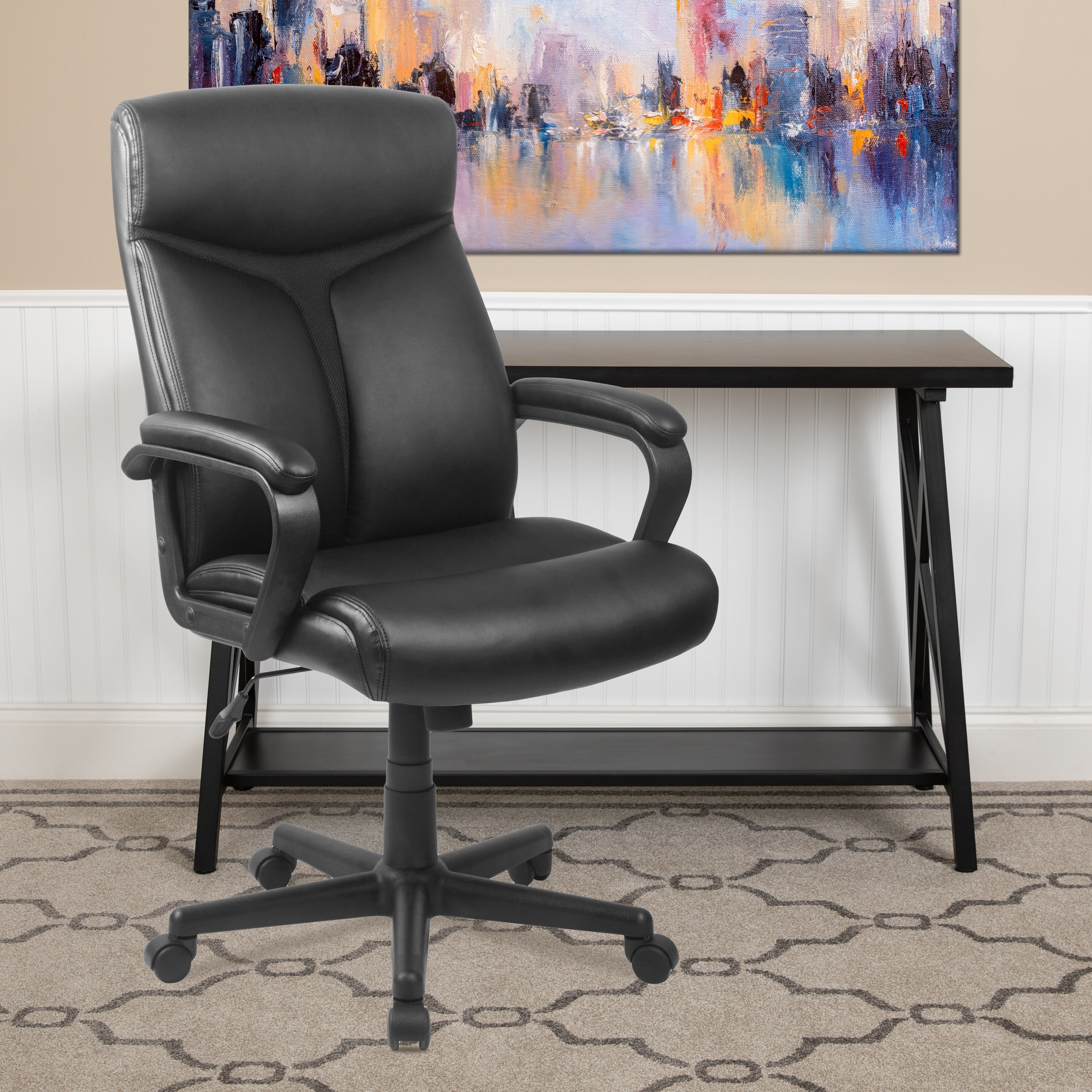 High Back Bonded Leather Executive Swivel Chair With Arms
