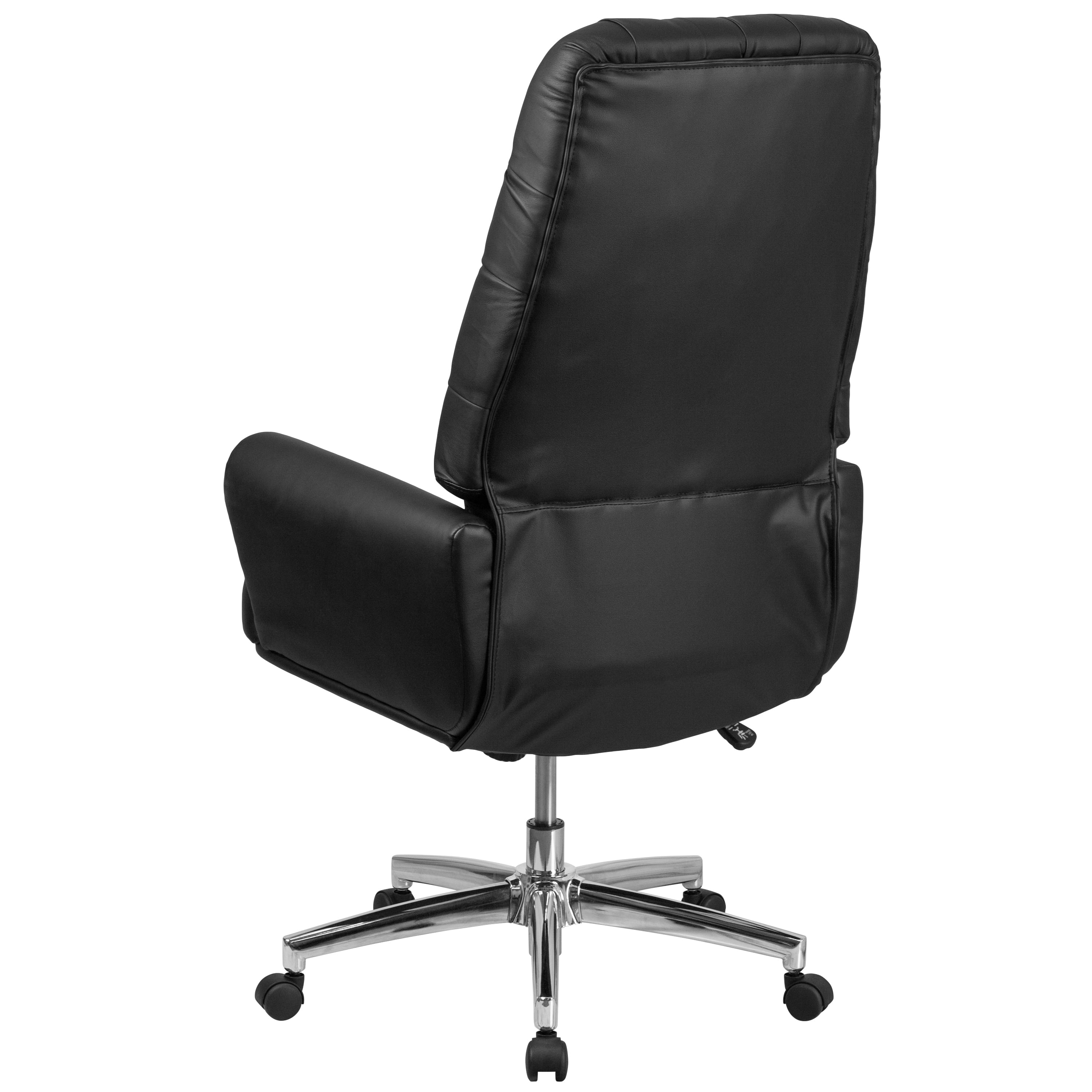 High Back Traditional Tufted Bonded Leather Executive Swivel Chair With Arms