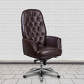 High Back Traditional Tufted Bonded Leather Multifunction Executive Swivel Chair With Arms