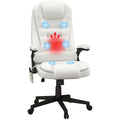 High Back Vibration Massage Office Chair With 6 Vibration Points Heated Reclining Pu Leather Computer Chair With Armrest
