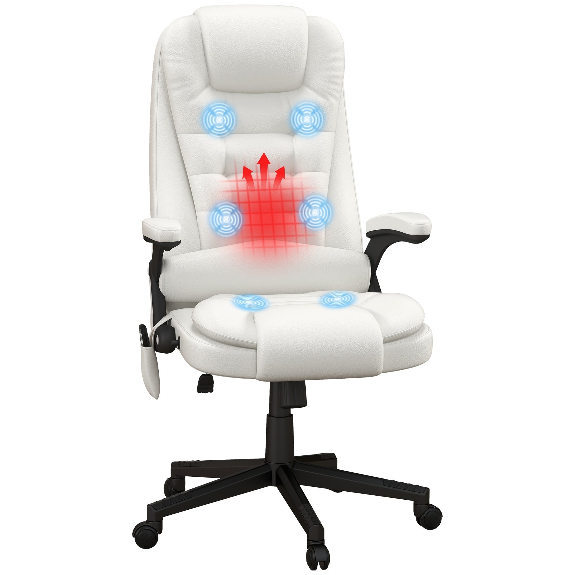 High Back Vibration Massage Office Chair With 6 Vibration Points Heated Reclining Pu Leather Computer Chair With Armrest