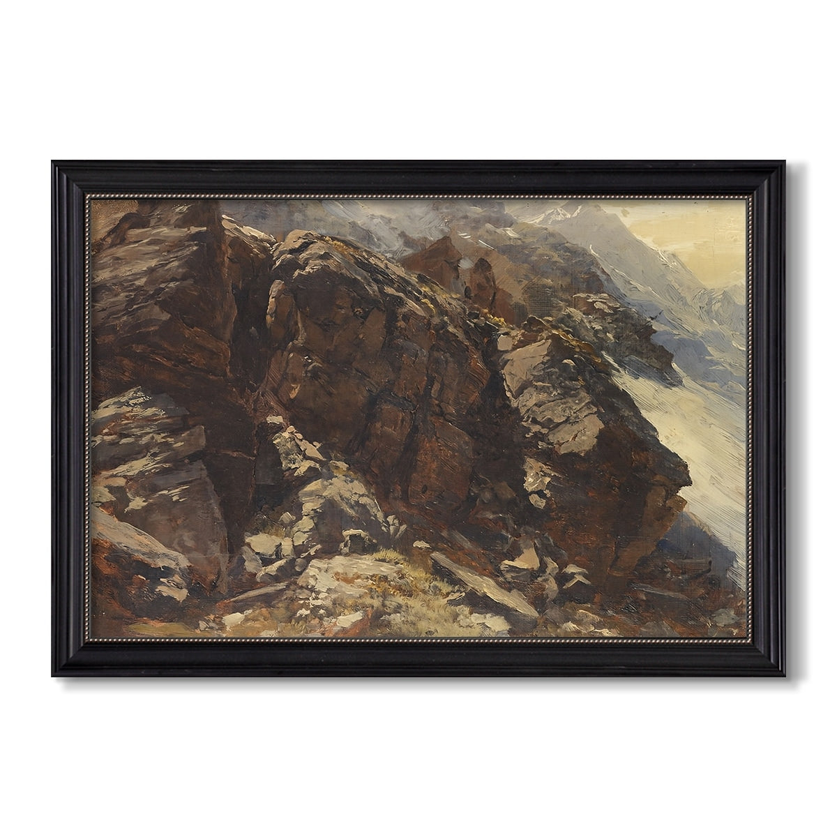 High Mountain Study C 1870 Edward Theodore Compton Custom Framed Canvas